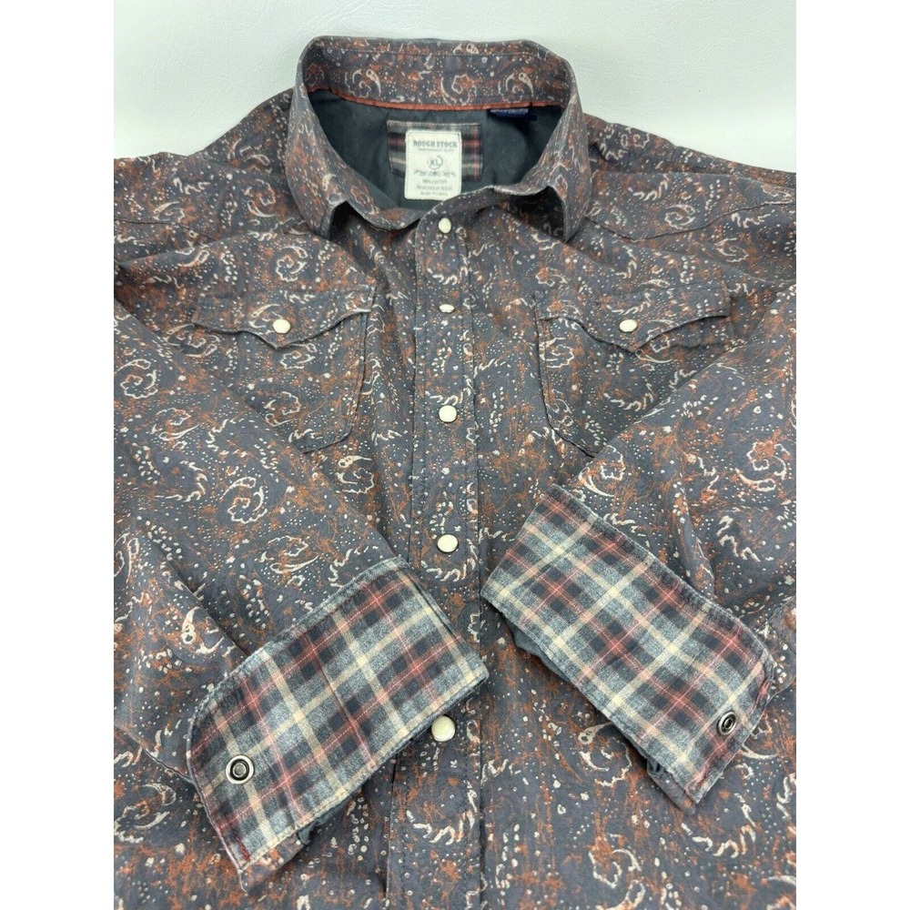 Rough Stock Panhandle Slim XL Paisley Contrast Cuff Pearl Snap Long Sleeve Shirt